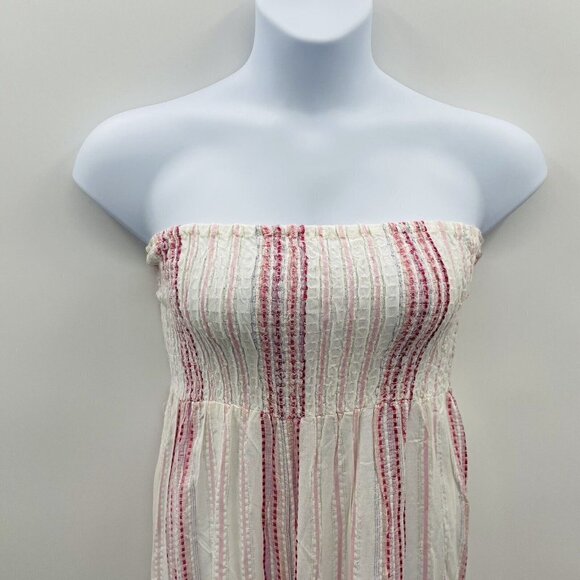 Raviya Womens Sz Medium Smocked-Top Jumpsuit Swimsuit Cover-Up in Pink White $58 - Picture 4 of 9